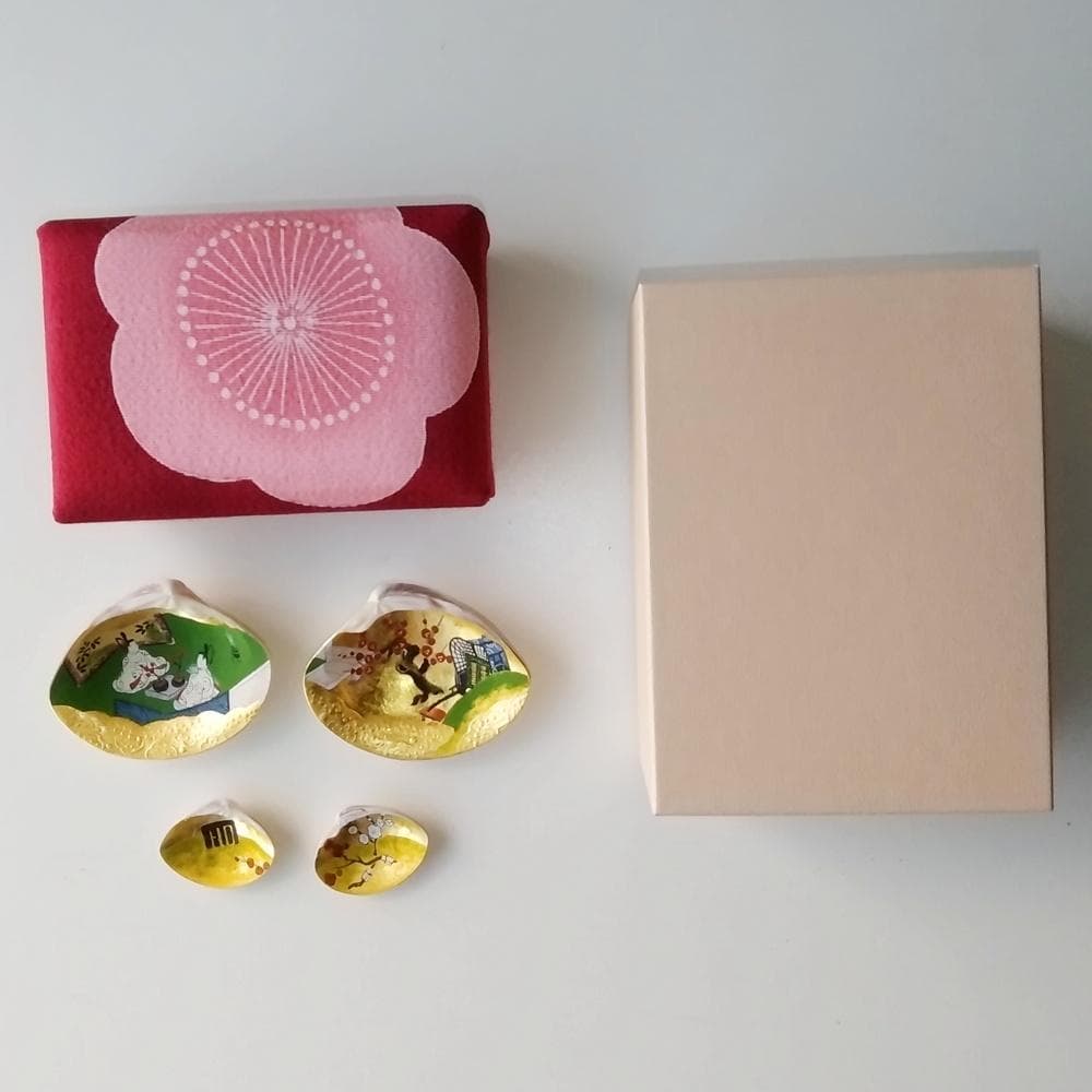 純金泊　貝合わせセット　源氏物語　梅枝