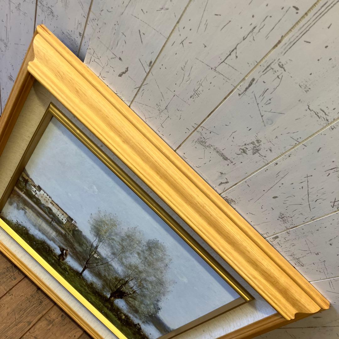 絵画 世界の名画 コロー ヴィル・ダブレー 大判 高級額装 複製画 木製フレーム