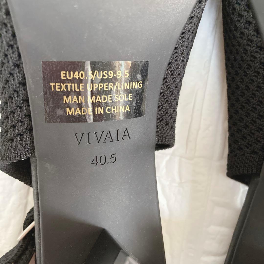 極美品★VIVAIA ポインテッドトゥ スリングバック サンダル メッシュ 黒