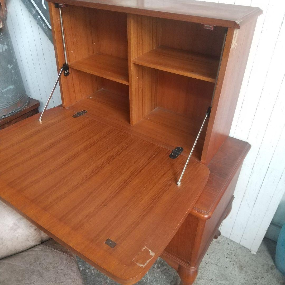 木製 ライティングビューロー ドレッサー 猫脚 鏡台 北欧調デザイン