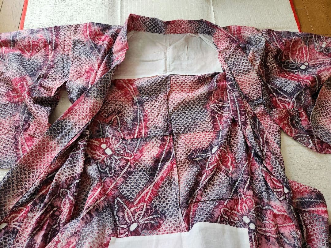 浴衣 綿100% 夏着物 洗える着物 有松絞り風 お出かけ カジュアル 蝶 紫