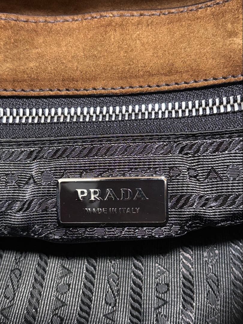 PRADA プラダ スウェード ワンハンドルバッグ ハンドバッグ ブラウン