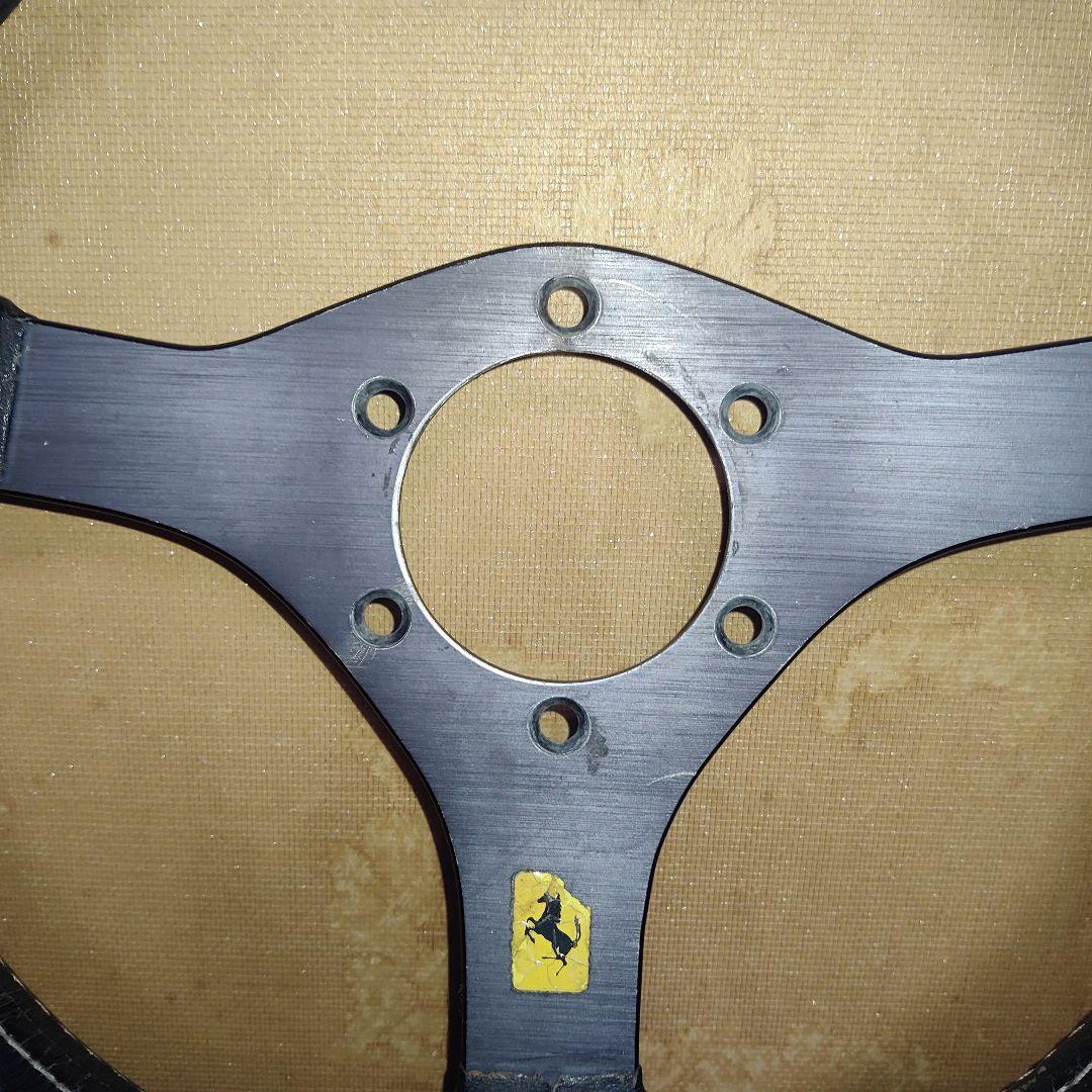 当時物3スポークフェラーリ レザー ステアリングホイール30パイ