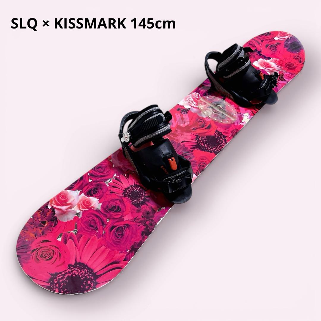 SLQ × KISSMARK 145cm スノーボード 2点セット 薔薇 可愛い