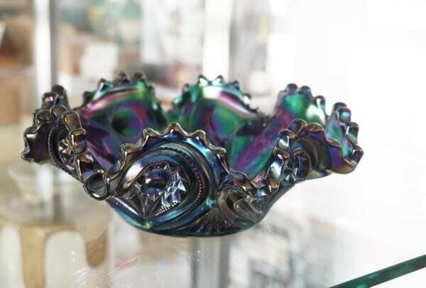 Carnival Glass カーニバルガラス ボール オーロラ パープル