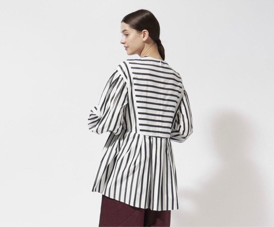 ◎美品◎ CYCLAS シクラス コットンシルク ストライプ 長袖ブラウス