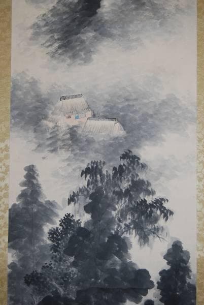 真作/赤松雲嶺/夏山幽居図/布袋屋掛軸HB-13