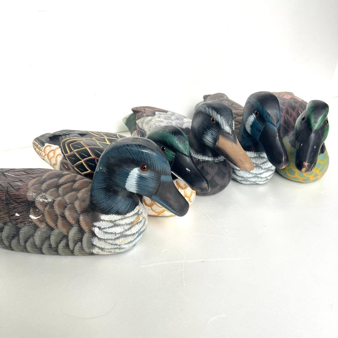 アンティーク　鴨　デコイ　置物　5体セット