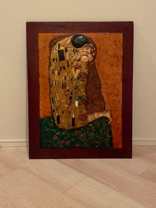 希少価値あり！！1点物の革製クリムトの接吻