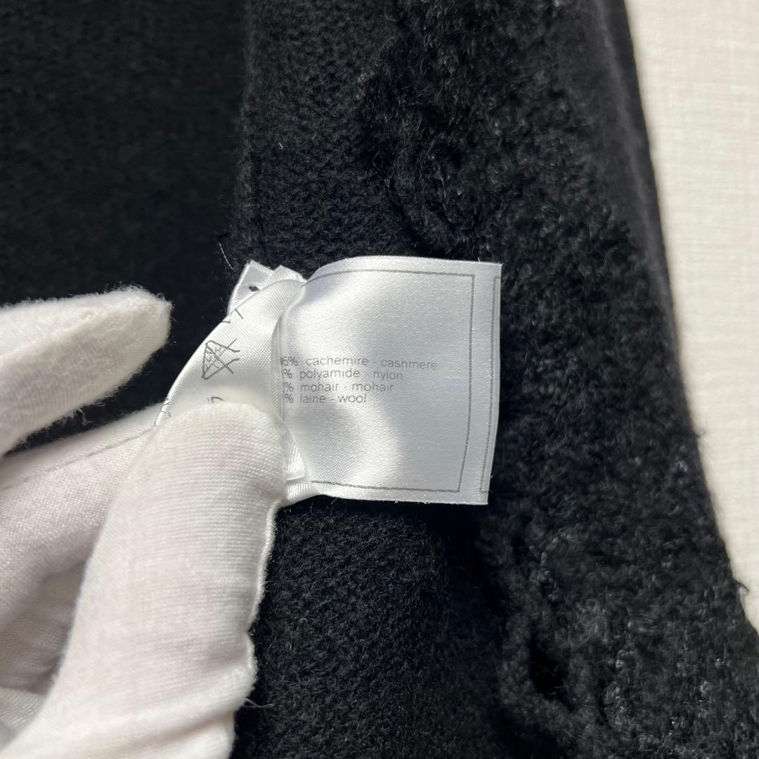 CHANEL シャネル レーストリミングカーディガン カシミヤモヘヤ 黒 06C