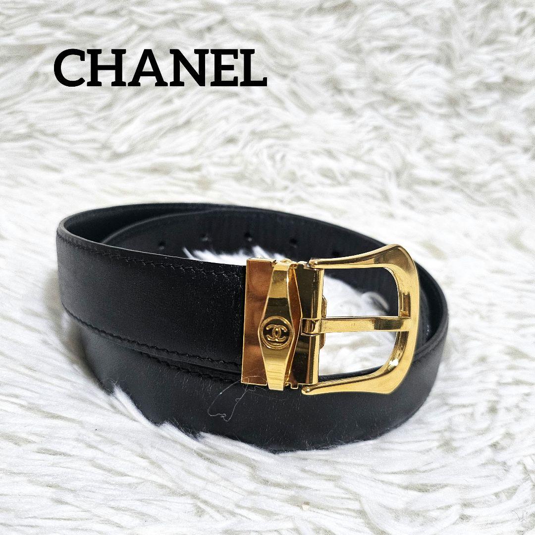 美品 CHANEL シャネル ベルト ゴールドバッグル フランス製