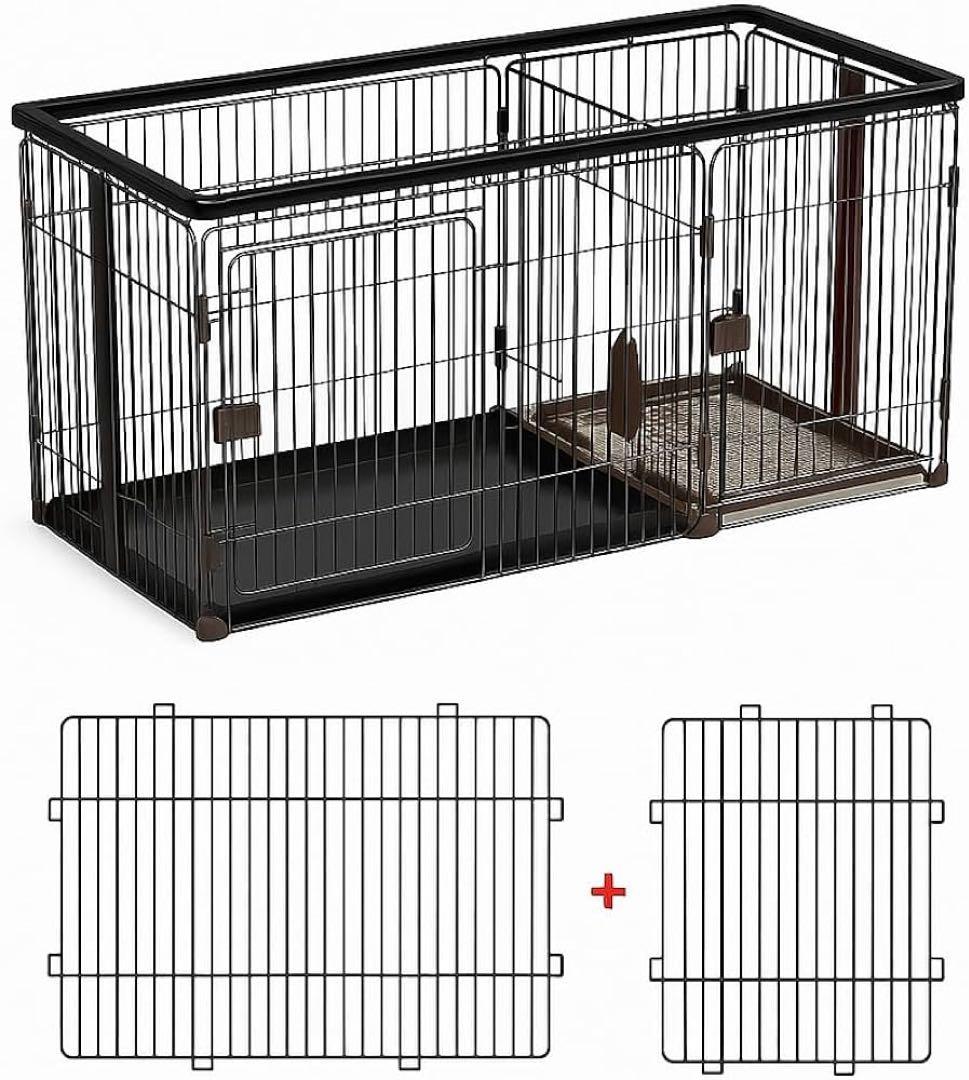 N&S ペットケージ 屋根付き トイレ付き ブラック C10050-M