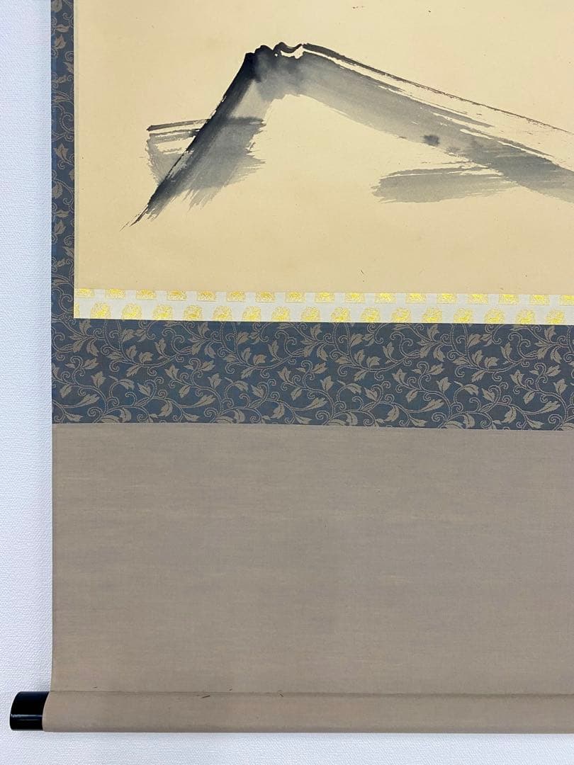 掛軸 茶掛 小堀定泰和尚筆【白雲起峰頂】自筆横物 富士ノ画 画讃 大徳寺 住職