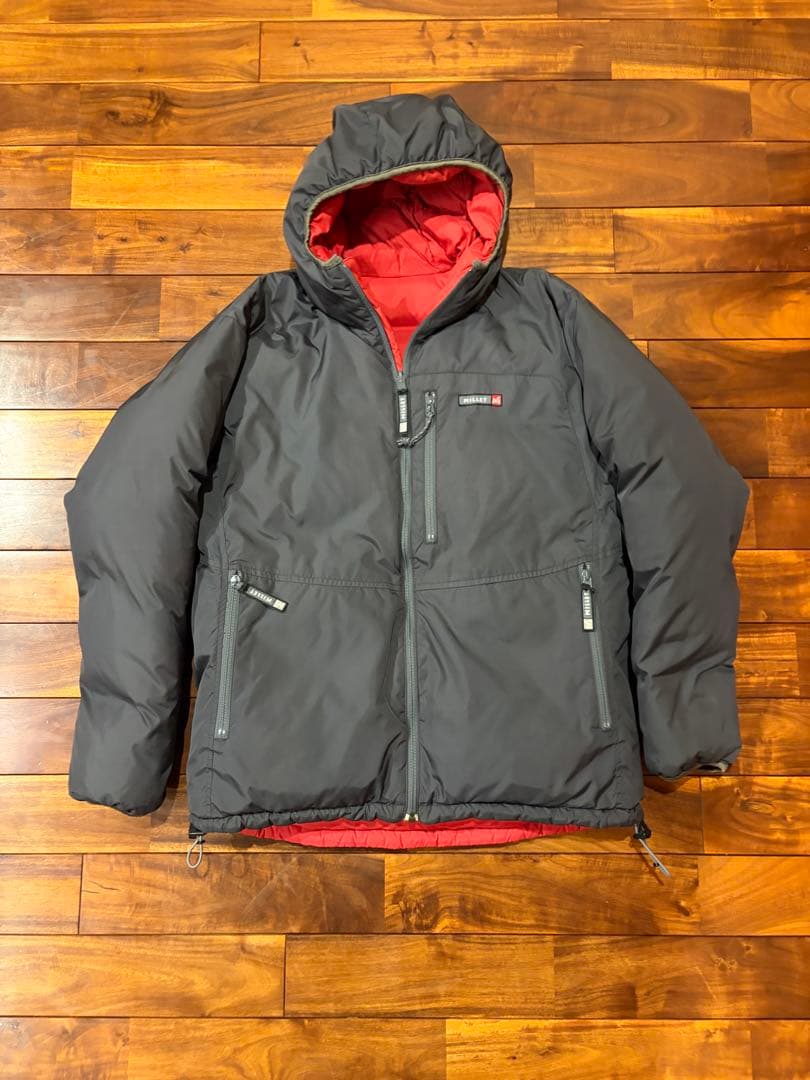 MILLET ミレー　ダウン　旧タグ　サイズM チャコールグレー　レッド