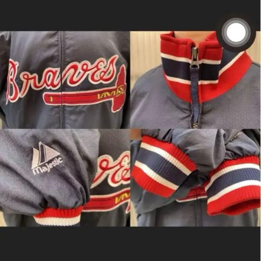 AtlantaBraves 刺繍ロゴ ナイロンジャケット グレー