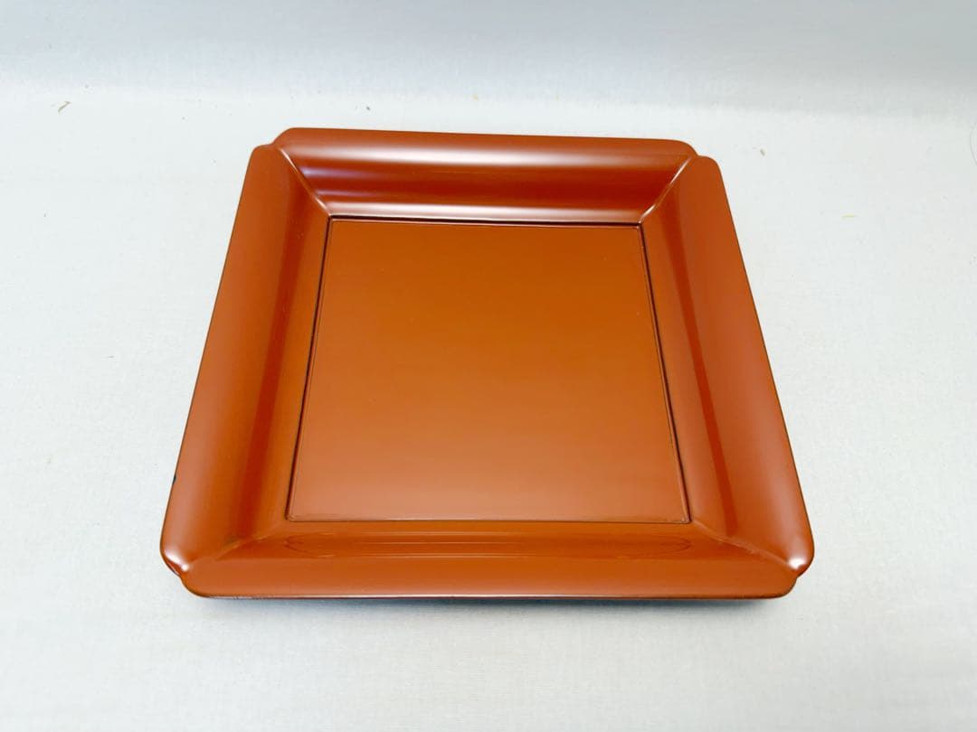 未使用 茶道具 塗師 助田宗明作 木製 朱塗 若狭盆 干菓子器 共箱