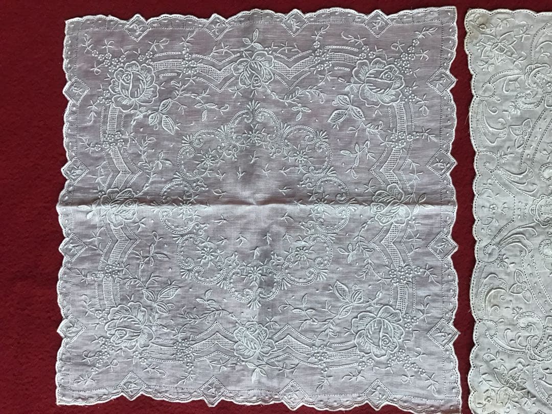 汕頭 刺繍とレースのホワイト、多色 ハンカチセット スワトウ 5枚