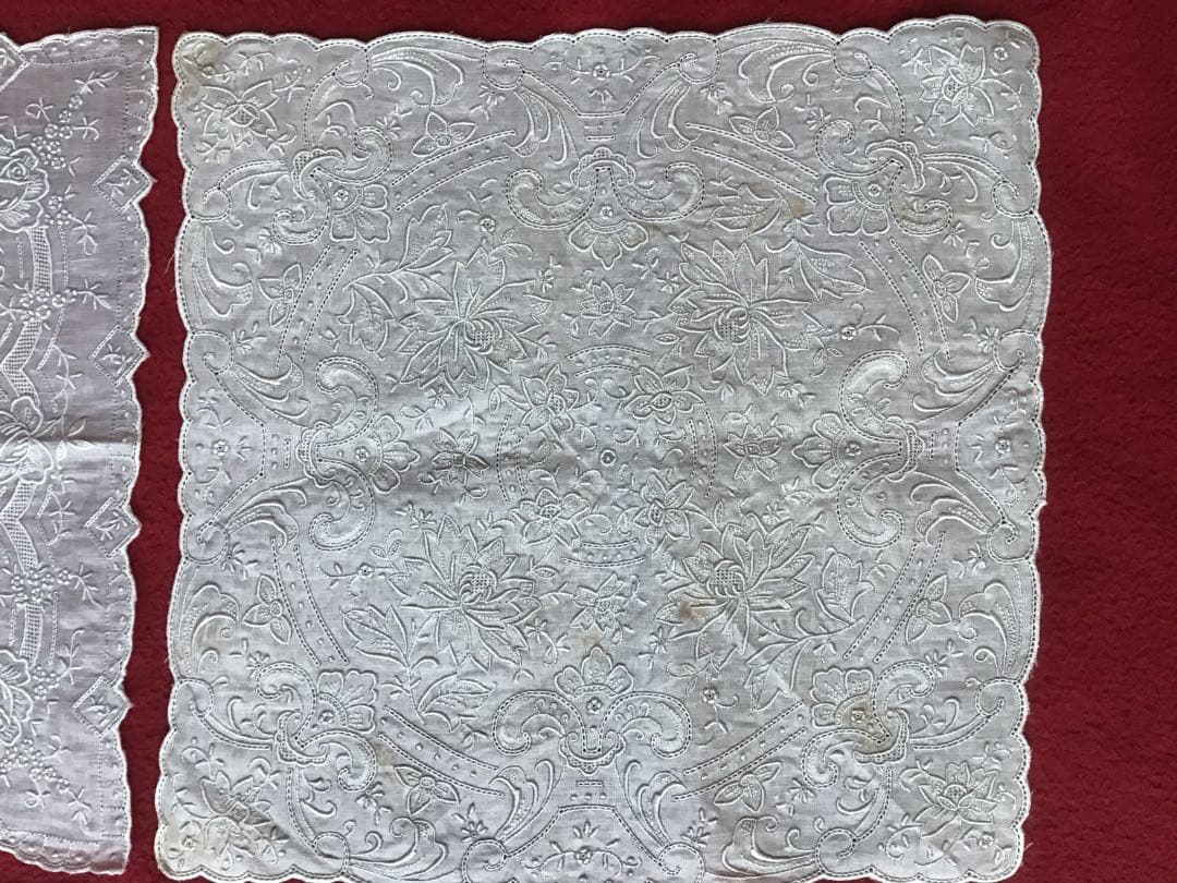 汕頭 刺繍とレースのホワイト、多色 ハンカチセット スワトウ 5枚