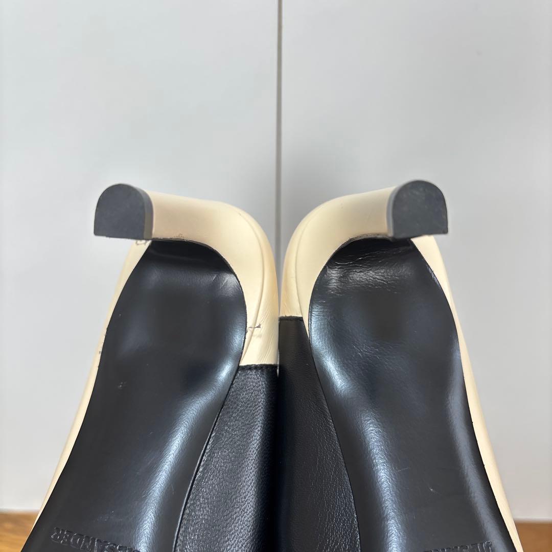 JIL SANDER ベージュ/ブラック バイカラー ミュール 36.5