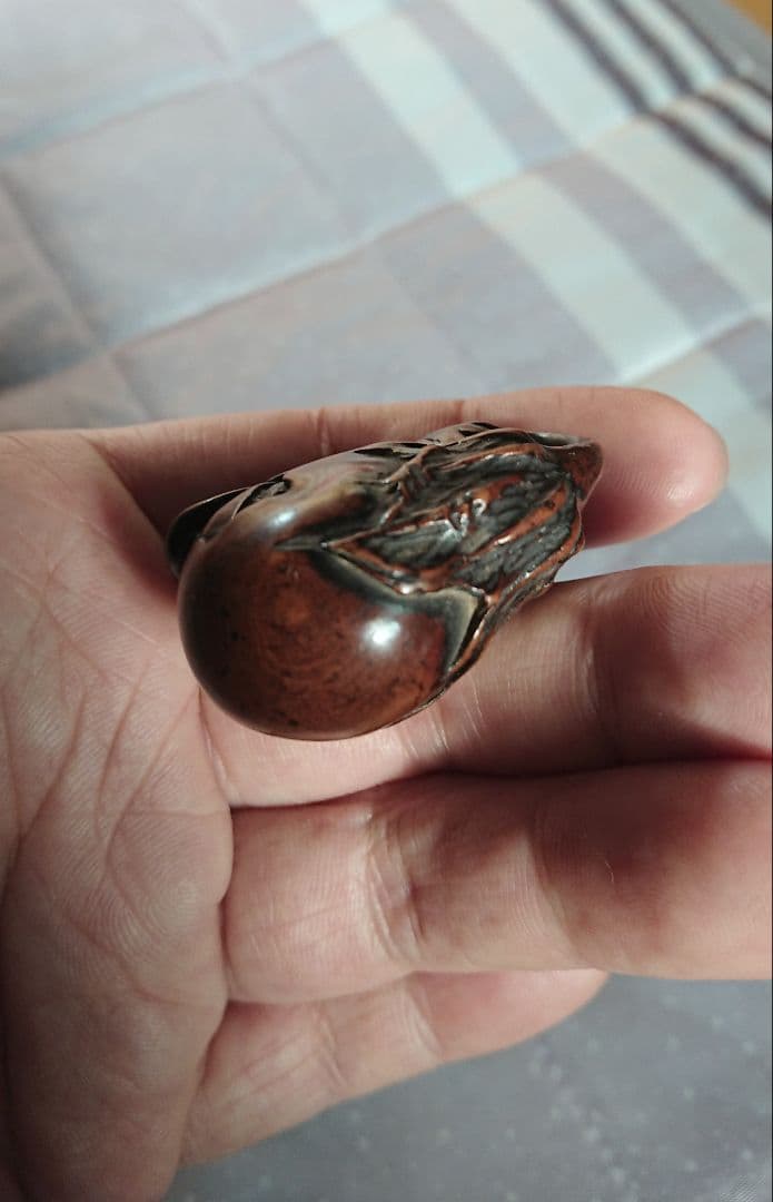 江戸 根付 傷み三茄子 木彫 木製 彫刻