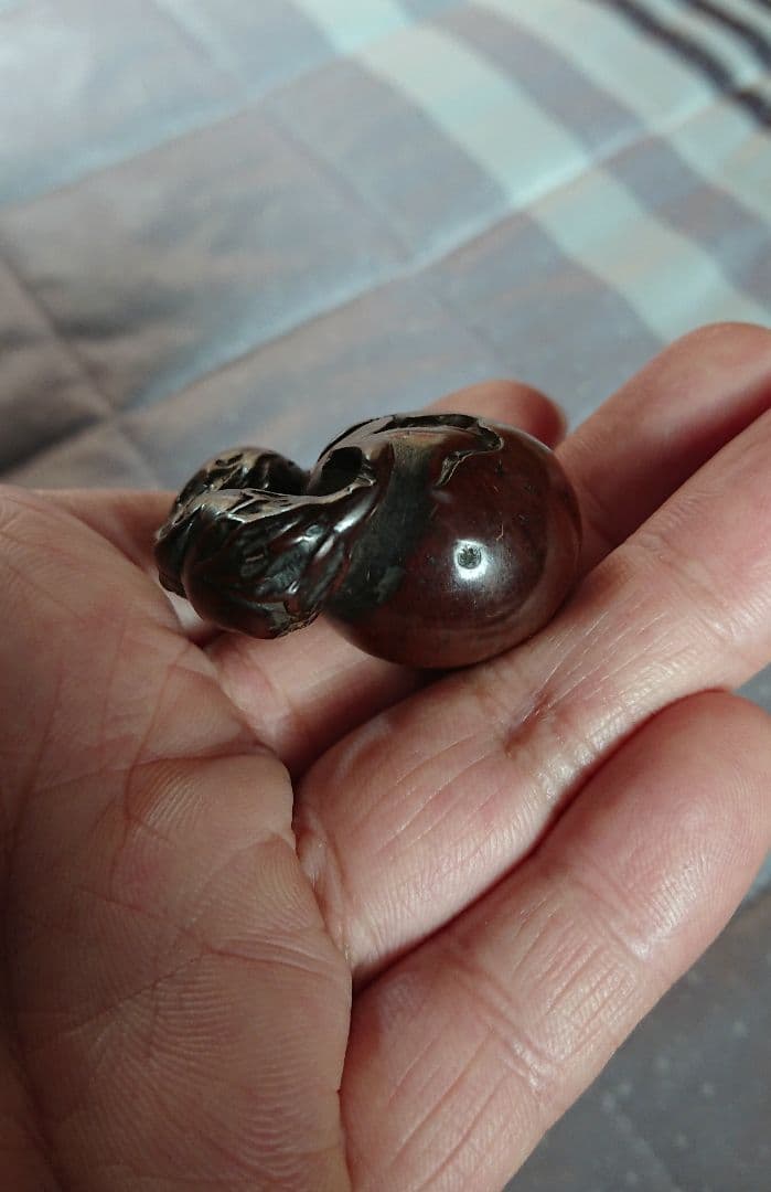 江戸 根付 傷み三茄子 木彫 木製 彫刻