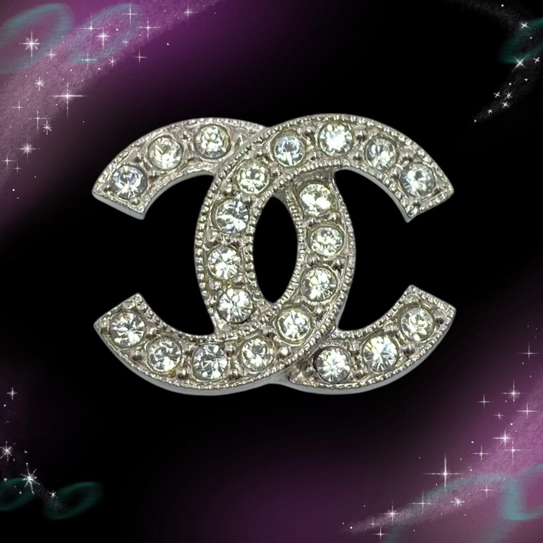 《美品》 シャネル ピアス片耳 ココマーク ラインストーン シルバー C22C