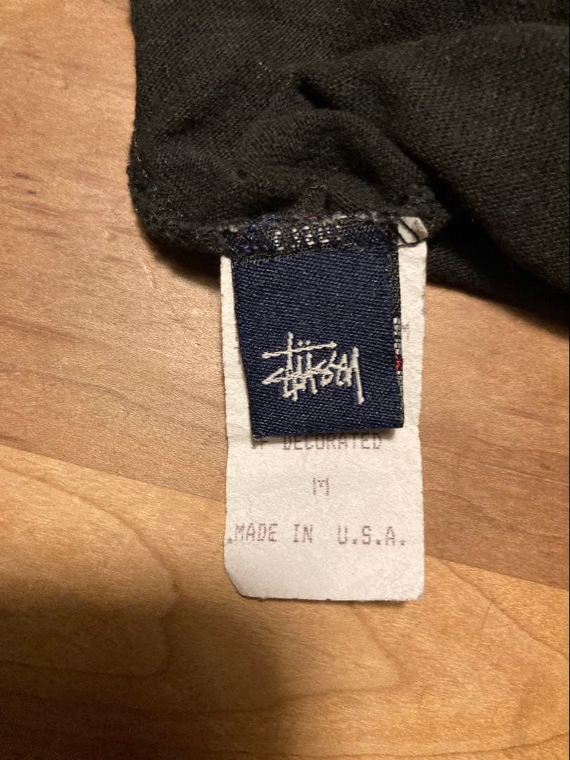 90's OLD STUSSY 紺タグ 袖プリントロンT Mサイズ USA製