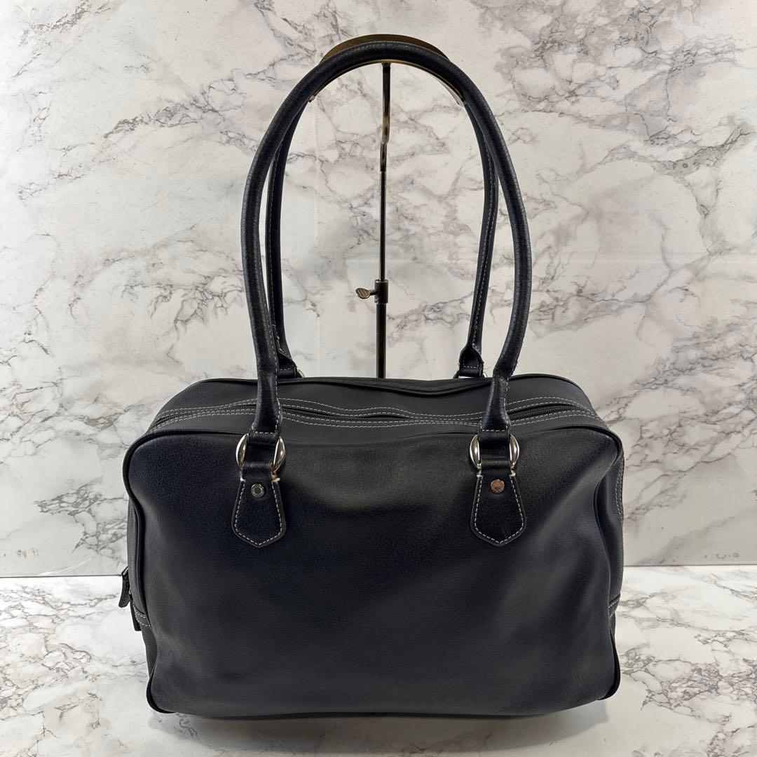 HAMANO ハマノ 本革 オイルドレザー セミショルダー ハンドバッグ 黒