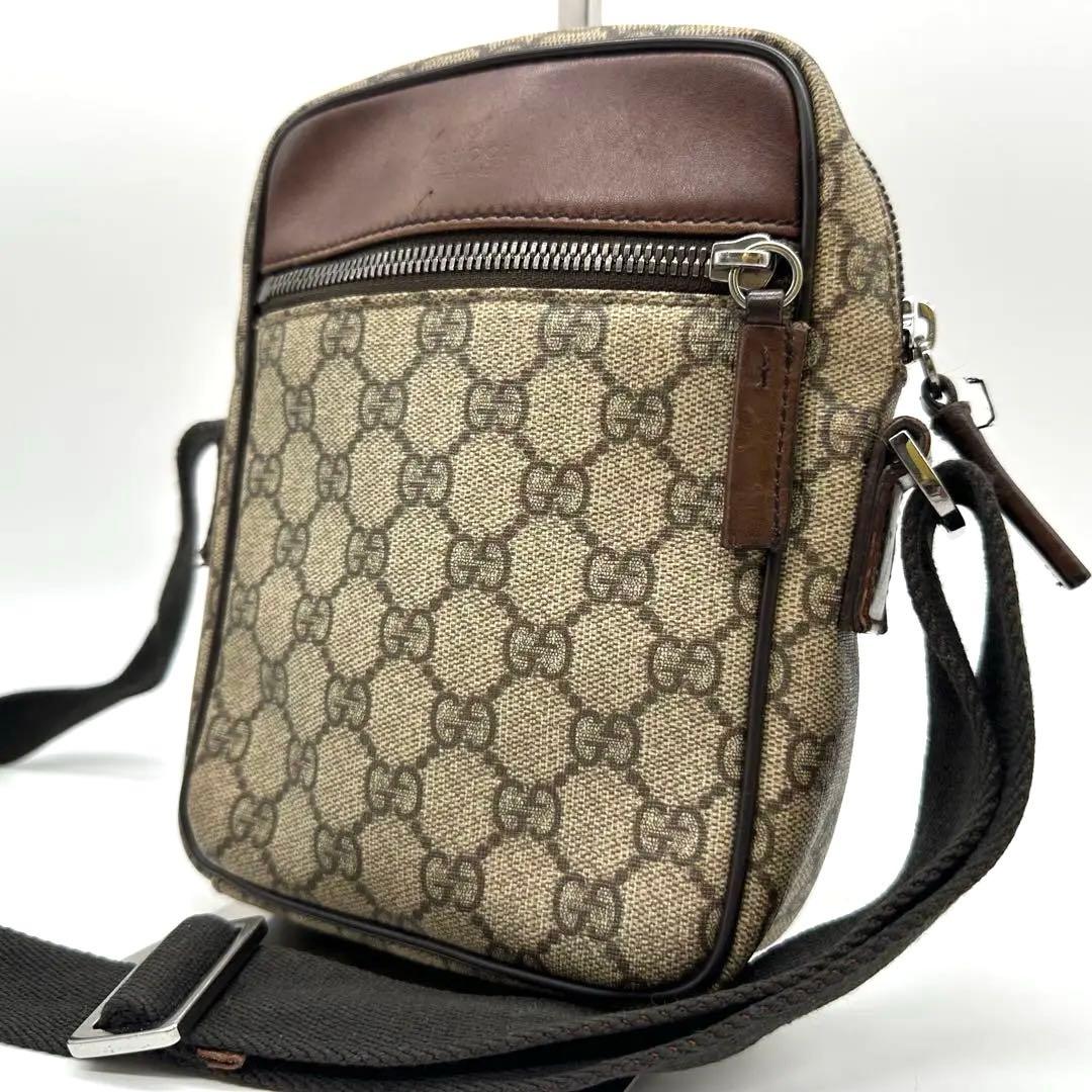 【美品】GUCCI ショルダーバッグ GG スプリーム GG柄 pvc×レザー
