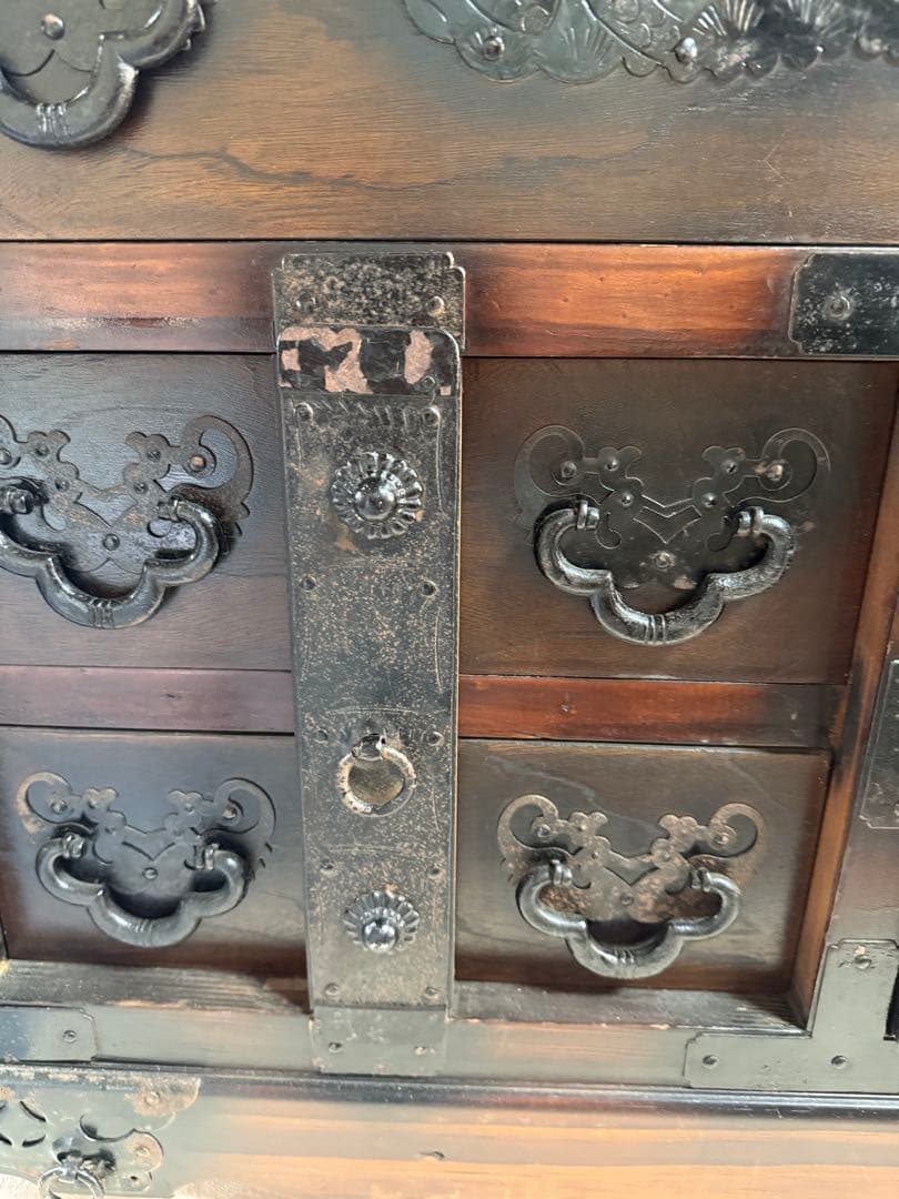 李朝　キャスター付箪笥　古民具　送料込み250505