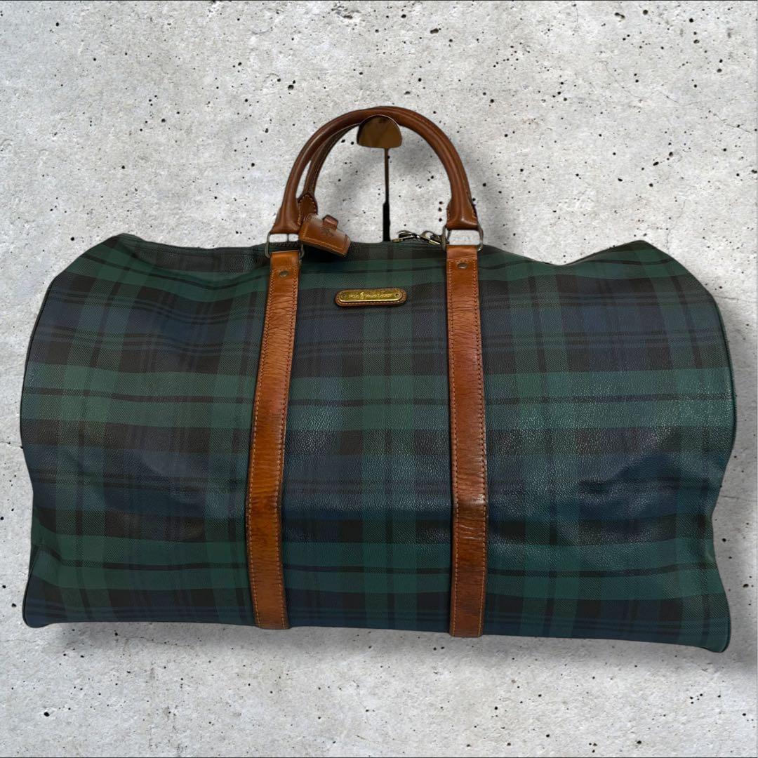 ポロラルフローレン 2way ボストンバッグ ショルダー チェック柄 PVC