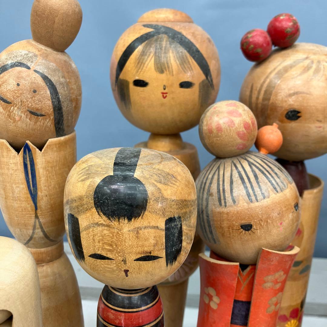 D-3 創作こけし まとめ売り 14体セット 伝統工芸品 郷土玩具 昭和レトロ