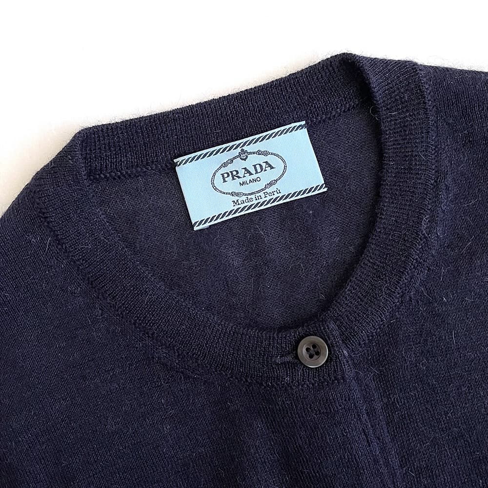 PRADA プラダ*アルパカカーディガン ネイビー 38(S)クルーネックニット