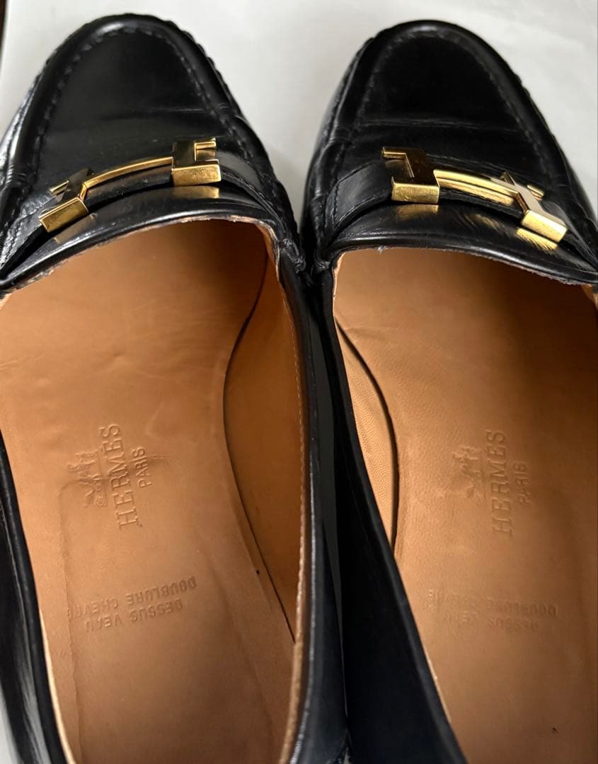 HERMES ローファー エルメス コンスタンス Ｈロゴ金具 カーフレザー