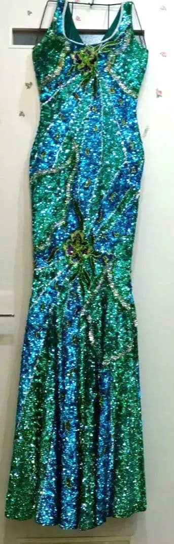 超豪華な総スパンコール　マーメイド　ロングドレス　発送会　イベント　ダンス