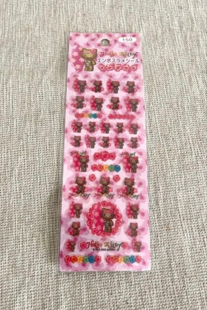 レア‼️ハワイ日焼けキティ サーフボード ハイビスカス エンボスラメ入りシール