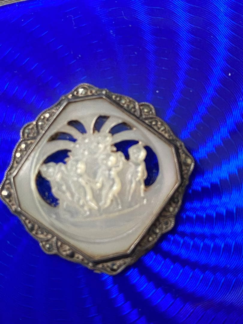 アンティーク　シガレットケース　ブルーエナメル