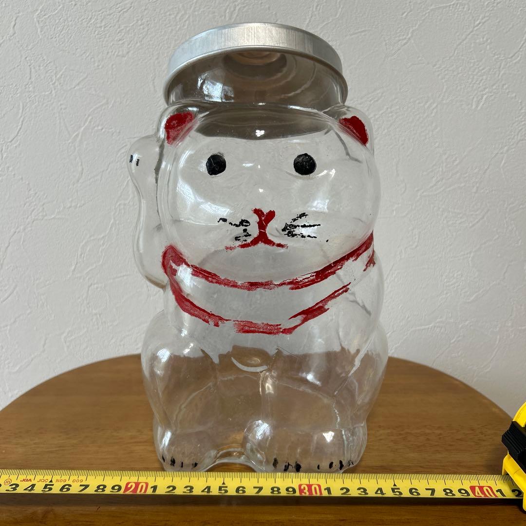 ガラス招き猫　菓子瓶　昭和レトロ 状態良品