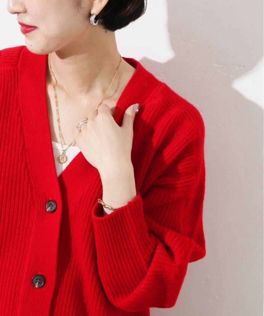 極美品ジャーナルスタンダード カーディガン　1.54万　ゆったり赤ウール100%