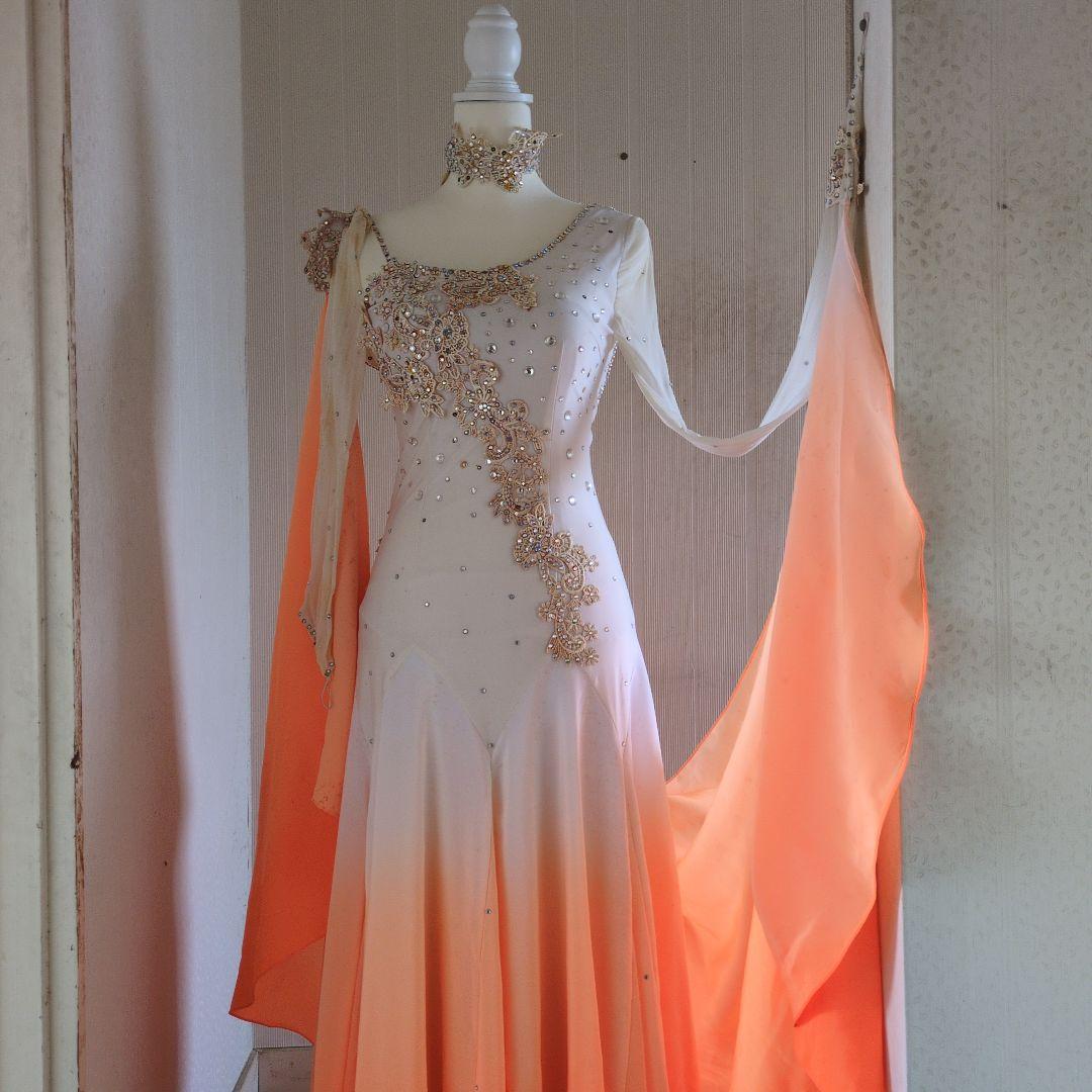 社交ダンス用ドレス オレンジのグラデーション