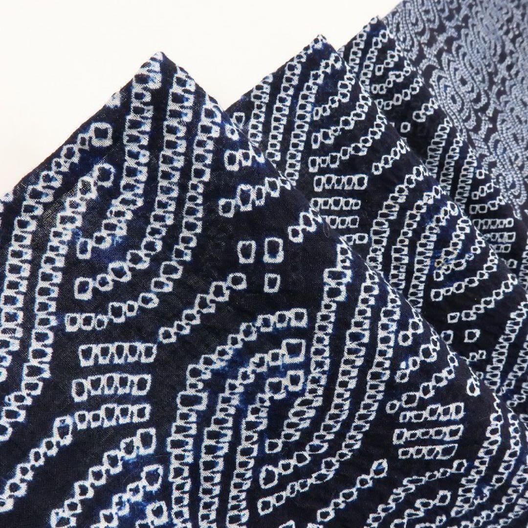 こぐま✺新品 有松鳴海絞り 仕付け トール 綿 高級浴衣 着物 A3103