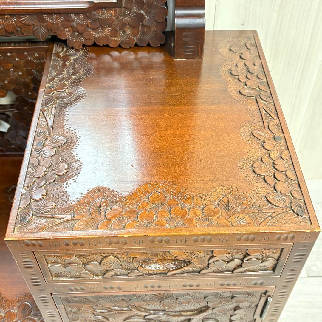 【元祖 軽井沢彫】軽井沢彫 鏡台　桜 さくら彫刻 大阪屋家具店　ドレッサー