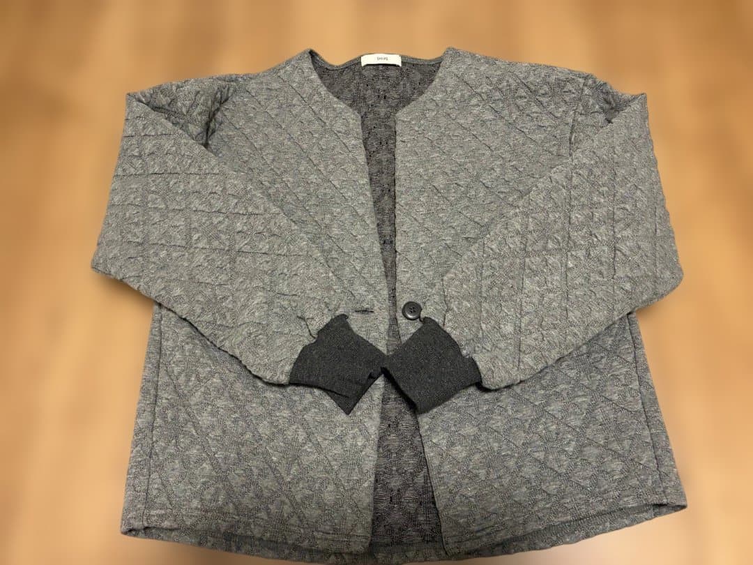 SHIPS キルティング ジャカード カーディガン