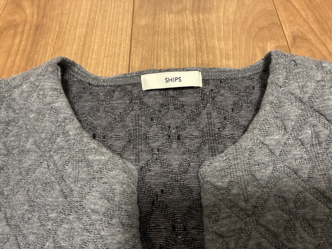 SHIPS キルティング ジャカード カーディガン