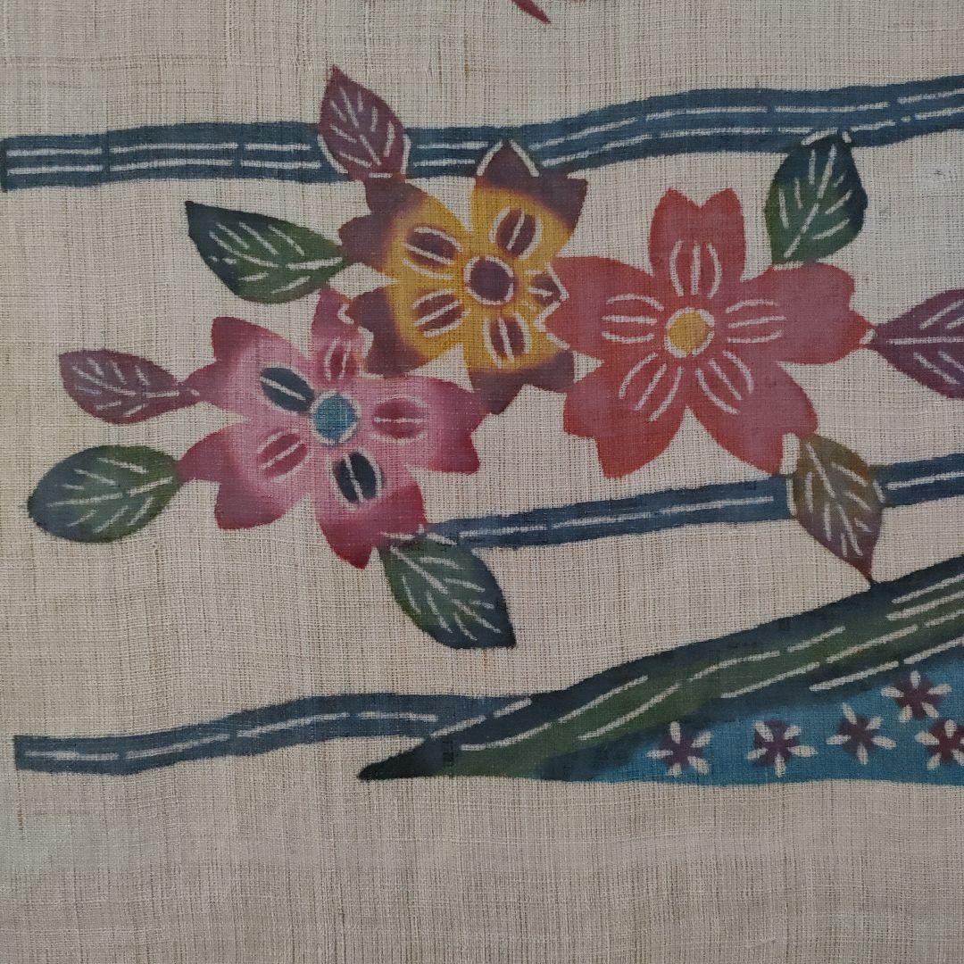 琉球伝統工芸 大判芭蕉布　紅型『恵寿花鳥図』