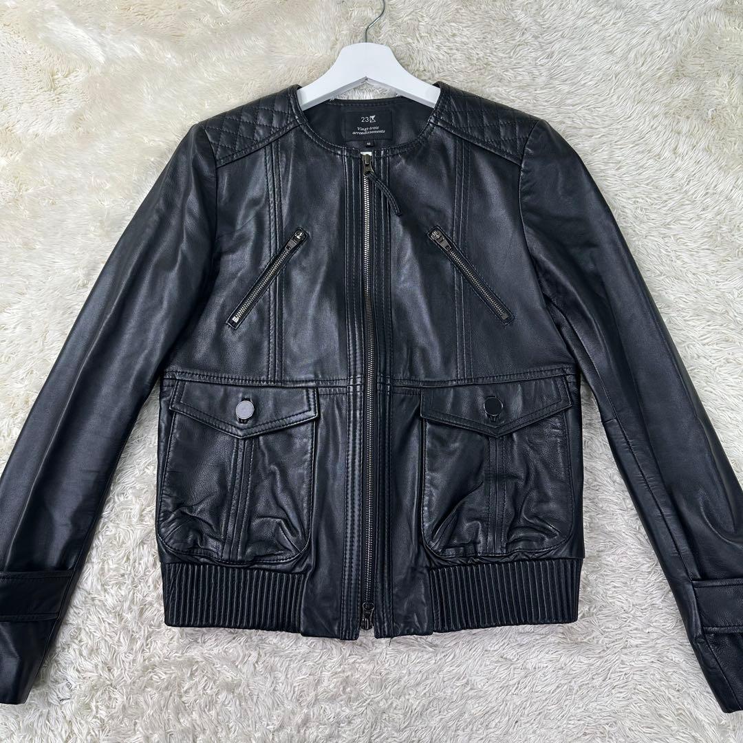 ✨極美品✨23区 ラムレザー ライダース ジャケット ブラック 40 L