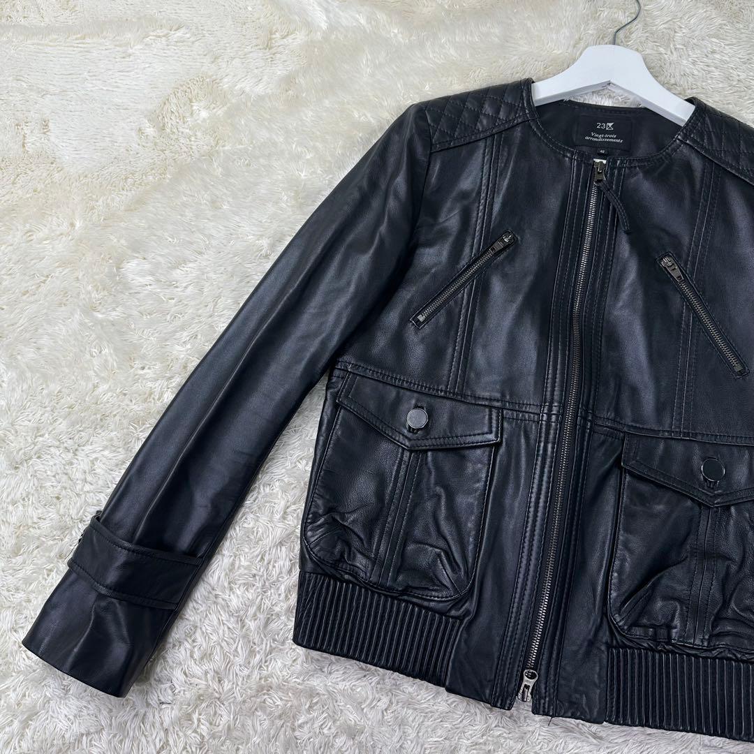 ✨極美品✨23区 ラムレザー ライダース ジャケット ブラック 40 L