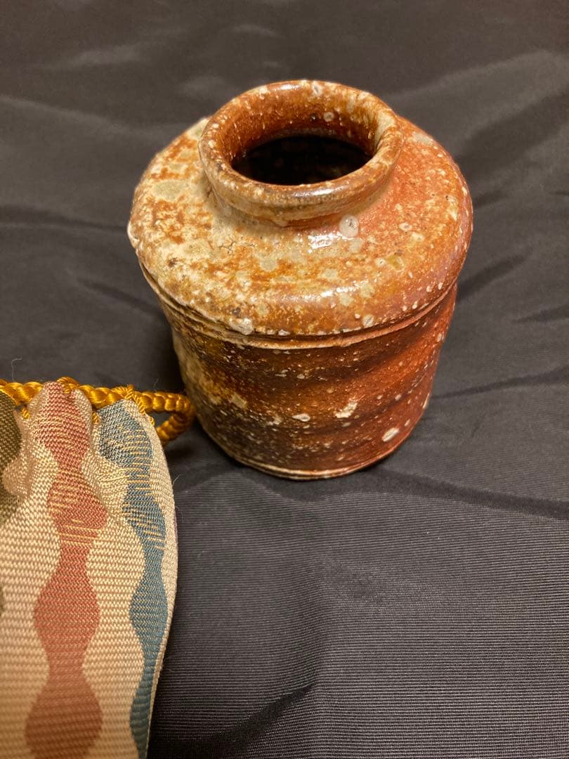 名工【高橋楽斎】信楽茶入 共箱・仕覆付 景色豊かな土味 逸品 茶道具 時代