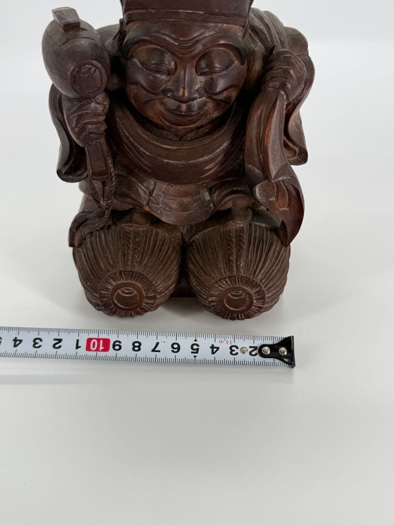 佐藤正貫作　木彫り　恵比寿　大黒天　置物　一対　明治