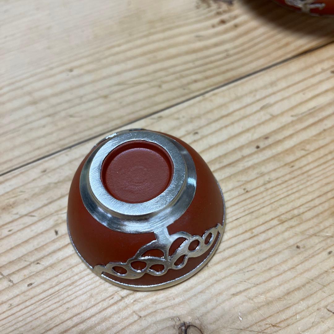 中国美術　紫粘土茶壺（急須の意）ピューター鋳